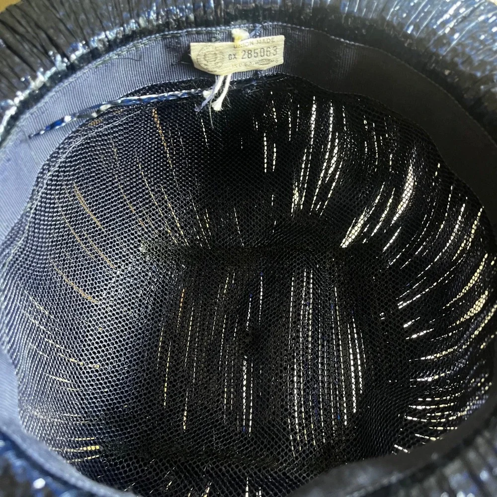 Vintage‎ Navy Blue Veiled Pillbox Hat Fascinator 1950s Style